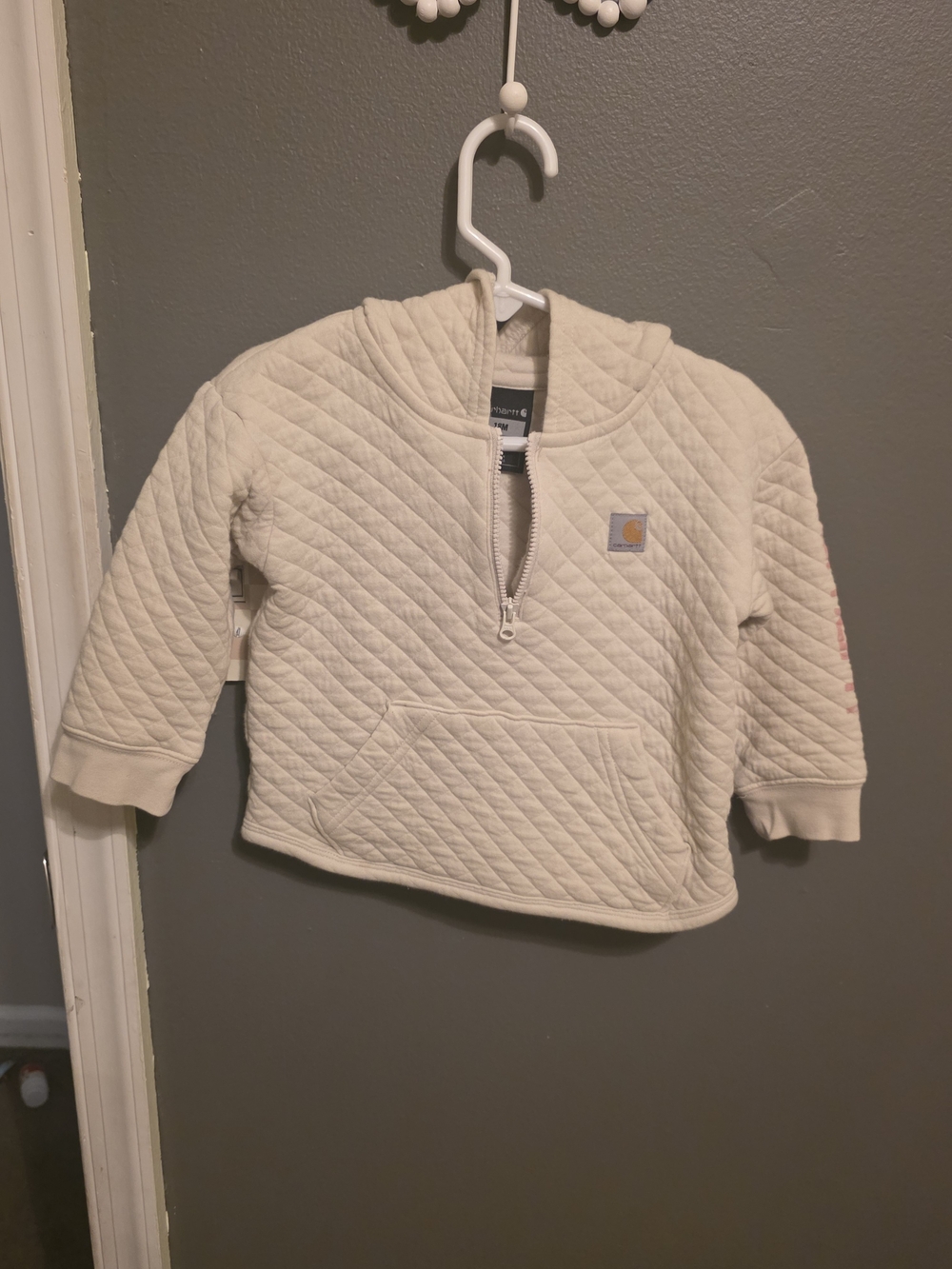 Carhartt Kids Quilted Cream Half-Zip Hoodie